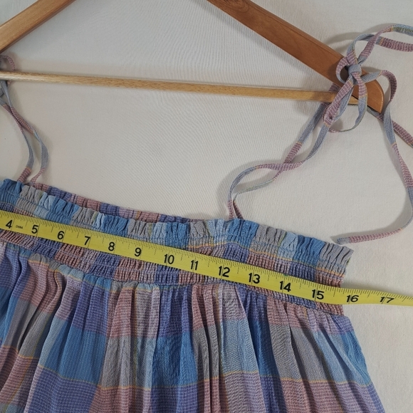 LOFT Blue and Pink checkered adjustable tie straps LARGE New with tags - Picture 2 of 6